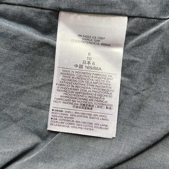 GAP Classic Academy Blazer Jacket - Viscose/Wool Shell - Size 6 - Picture 8 of 13